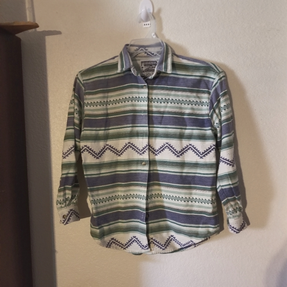 No Barriers Cotton Southwestern Print Long Sleeve Button Up Shirt Women's Sz Sm